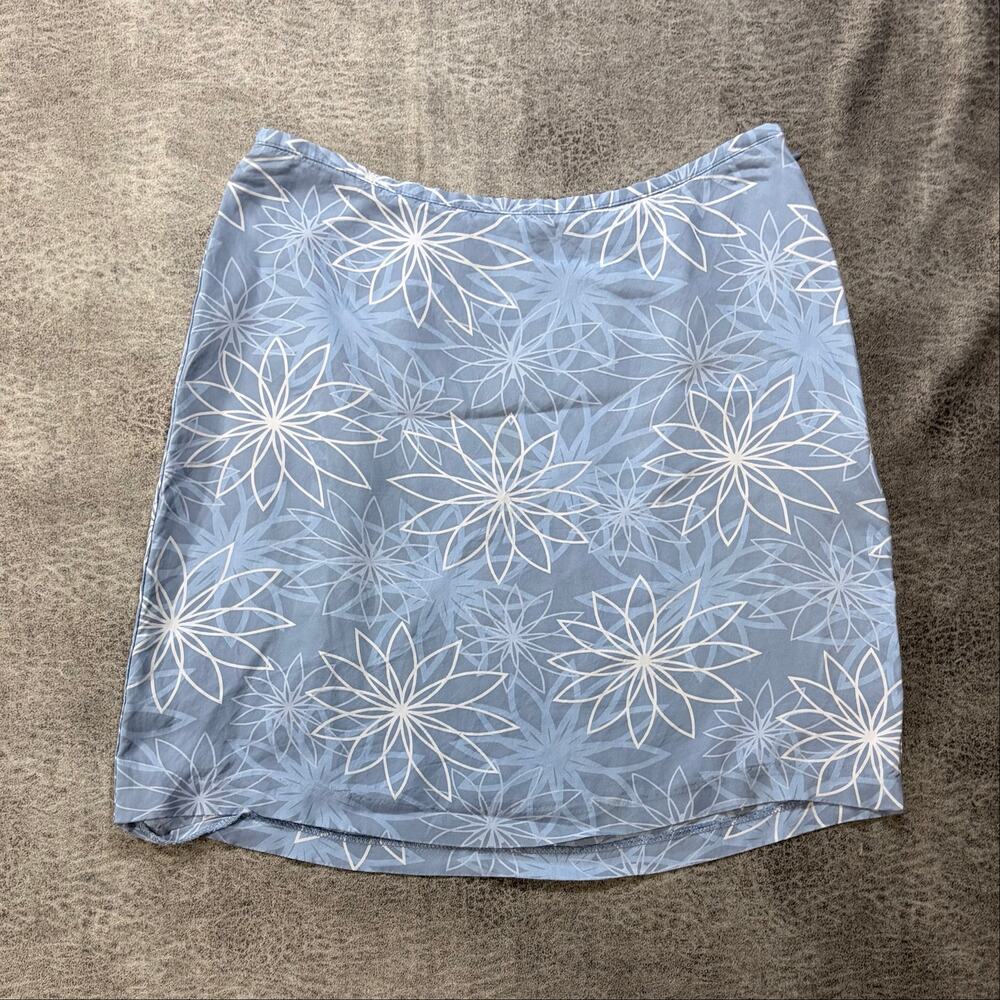 Vintage Baby Blue Floral Mini Skirt